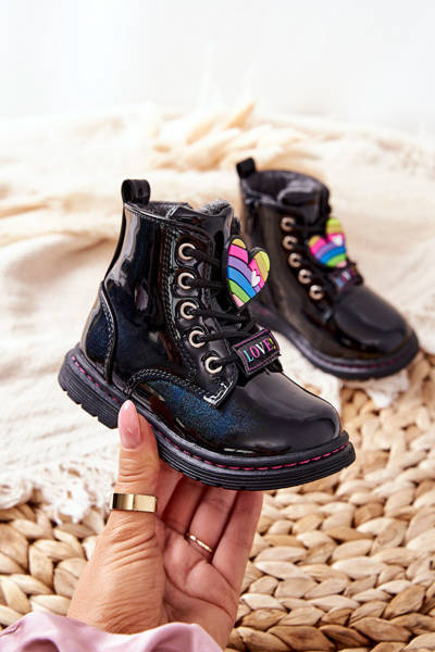 Lakované Vlněné Zateplené Boty černé Anlon