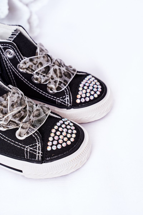 Dětské Tenisky Se Zirkony Černé Smile