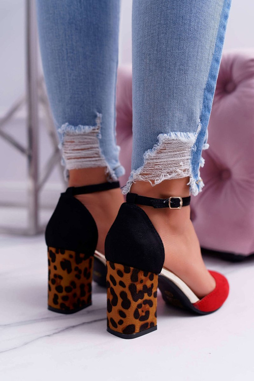 Dámské Lodičky Na Podpatku Leopardí červené Ferri