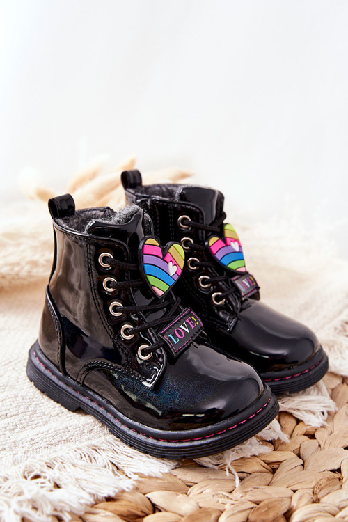 Lakované Vlněné Zateplené Boty černé Anlon