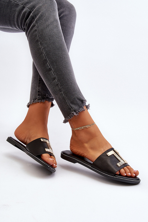 Dámské sandály s ozdobou Černé Ollavia