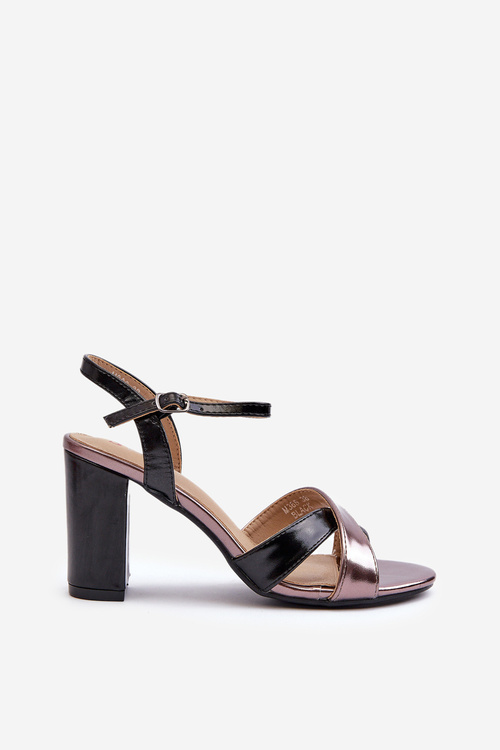 Eko Kožené Sandále Na VysokomPäte Čierne Abilica