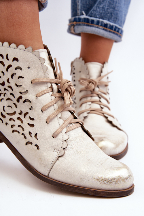 Dámské boty s šněrováním Zazoo 2871 zlaté potřené