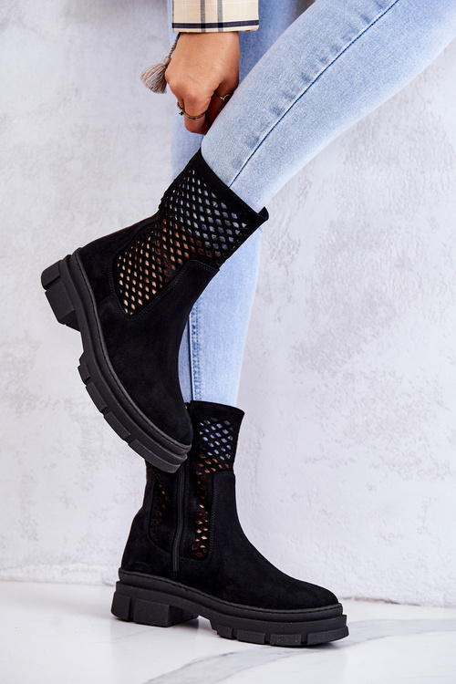 Kožené topánky pracovné pracovné miesta Nicole čierna 2711