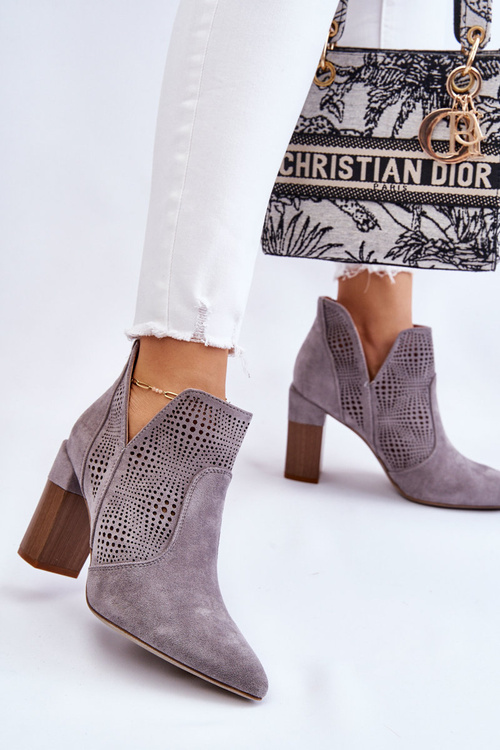 Openwork semišové vysoké podpätky Gray Leanna