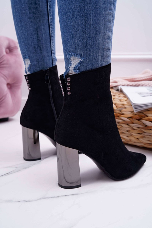 Dámské Kotníkové Boty Na Stříbrném Podpatku Černé Dimmy