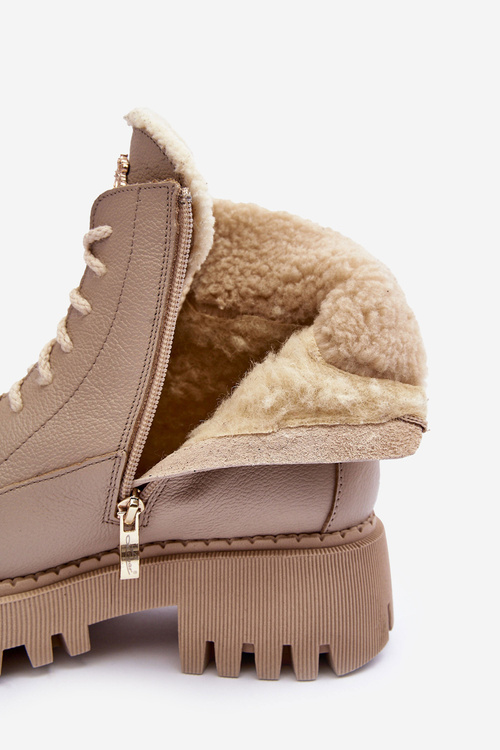 Dámské kožené trapery botky bežové Vergo