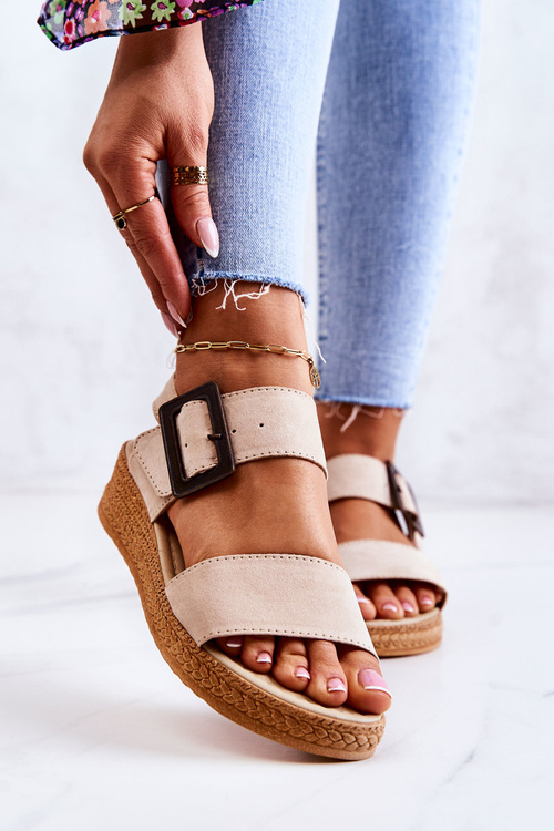 Dámske semišové sandále Veľká hviezda JJ276032 béžová