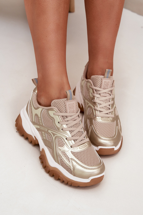 Dámske Športové Topánky Sneakers Big Star SS274014 Béžovo-Zlaté