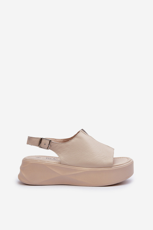 Dámské kožené sandály na platformě D&A SJ2301-2 Beige