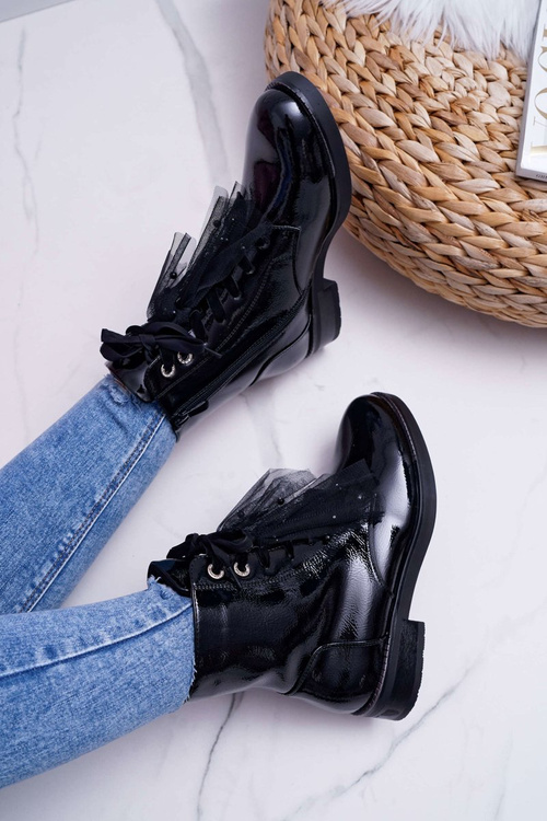 Dámsky lakovaný plochý čierny čierny barski 39-2