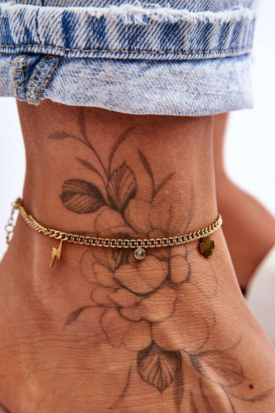 Dámský brnění brnění náramek Blesk a jetel zlate