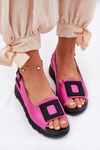 Kožené dámské sandály na platformě s ozdobou Artiker 56C1571 fuchsie