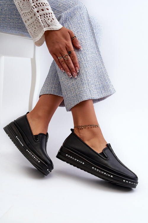 Dámské kožené polobotky na platformě S.Barski LR260 černé