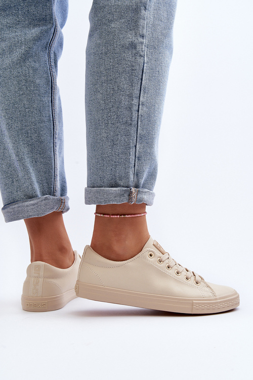 Dámské kožené šněrovací klasické tenisky v béžové barvě Misima