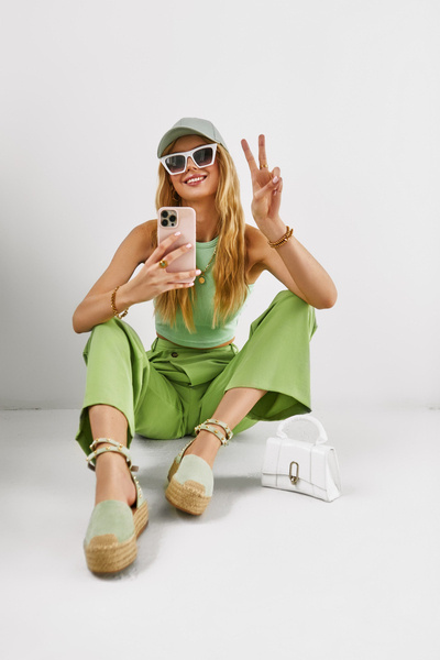 Espadrilky Sandály s tryskami Zelené Lillian