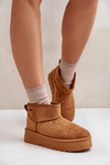 Snehové topánky so zdobením na platforme Big Star OO274A104 Camel
