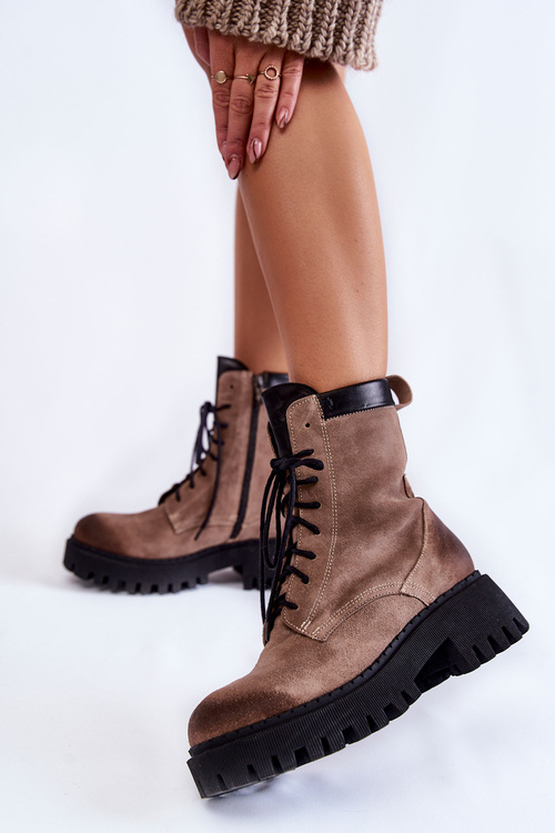 Klasické semišové teplé boty Hnědé Caima