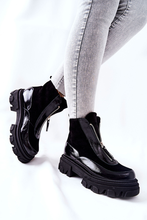 Kožené polstrované boty Laura Messi Černá 2371