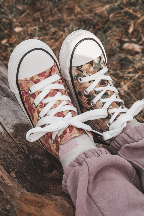 Dětské vysoké tenisky s zipem Béžová a zelená Filemon