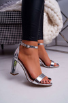 Dámské Sandály Na Podpatku stříbrné Huran
