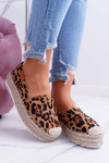 hnědé posuvné Semišové espadrille Leopard  Mariako