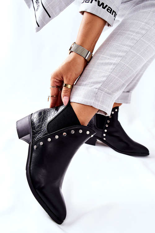 Dámsky vysoký -prikopávaný Jodhpur topánky čierne Barretos