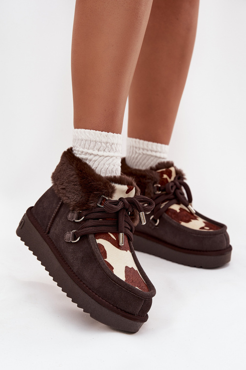 Dámské sněhule z přírodní semišové látky D.Franklin DFSH375008 čokoládové