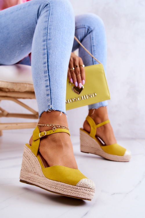 Ženské espadrilly na pletenej plošine žlté Canillo