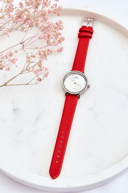 Dámské vodotěsné analogové hodinky Giorgio&Dario Červené a stříbrná