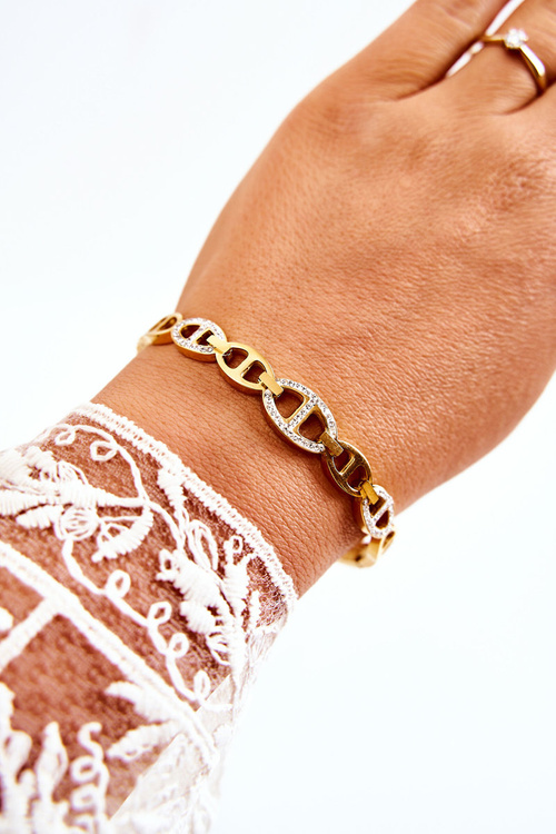 Elegantní ocelový náramek se kubickými zirkony zlatá