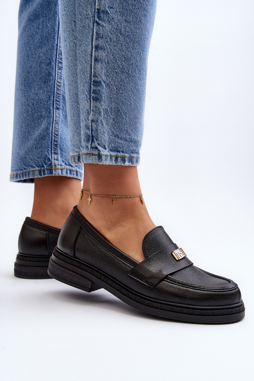 Zazoo 20165 Čierne dámske kožené mokasíny