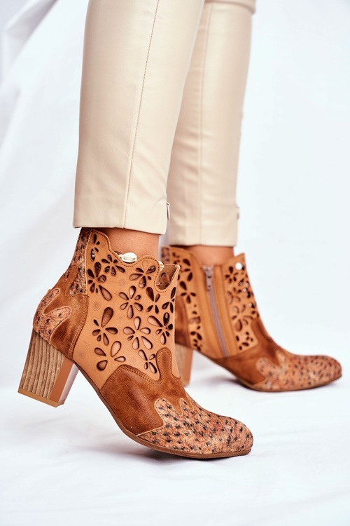 Dámské Kotníkové Boty na Podpatku Jarní Maciejka Camel 04369-29