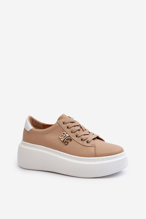 Hnedé Dámske Kožené Tenisky Na Platforme Pernalia