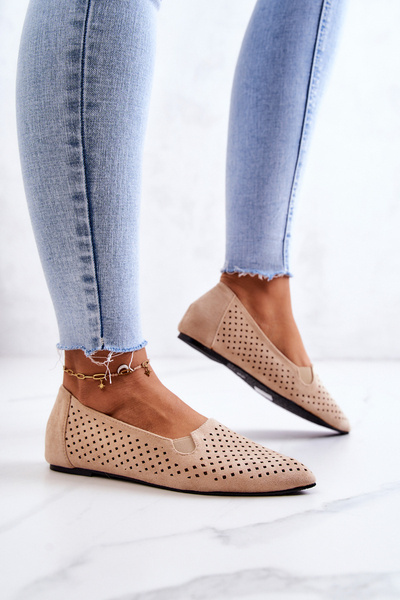 Dámské prolamované baleríny Slip-on béžove Rosario