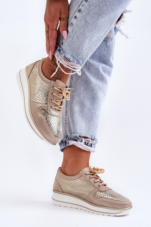 Kožené športové topánky s perforáciou S. Barski AL22246 Zlotys