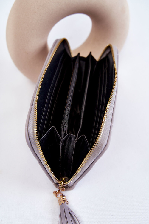 Velká prošívaná peněženka s pruhem Šedá Jeffrey