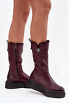 Dámske kožené topánky s vlnou Zazoo 70121 Bordó