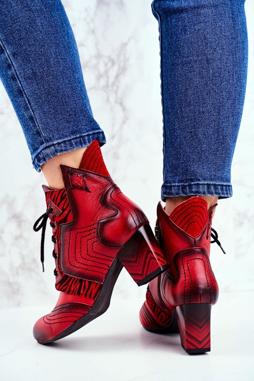 Dámske kožené topánky Maciejka Red 03194
