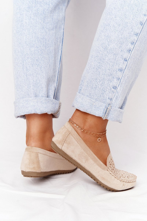 Ženské semišové molly béžové mokasíny