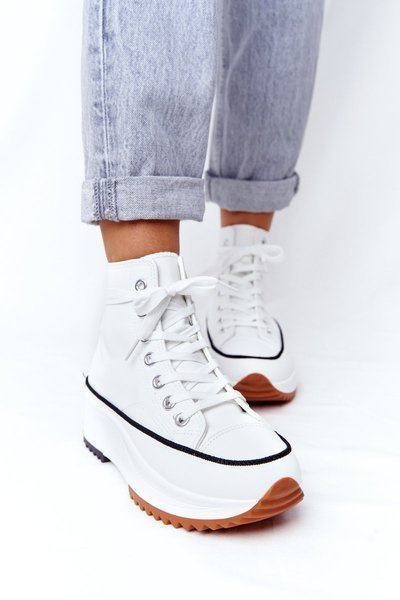 Kožené tenisky na platforme White Coachella