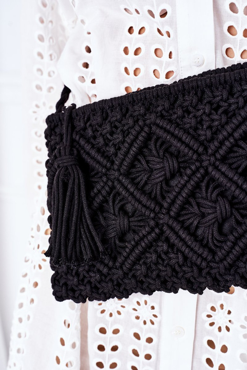 Kabelka Listonoška Macrame BRUNO ROSSI Černá