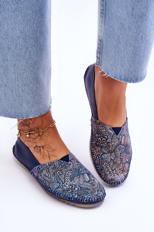 Dámska kožená balerinas Maciejka 01930-103 NAVY MODRE