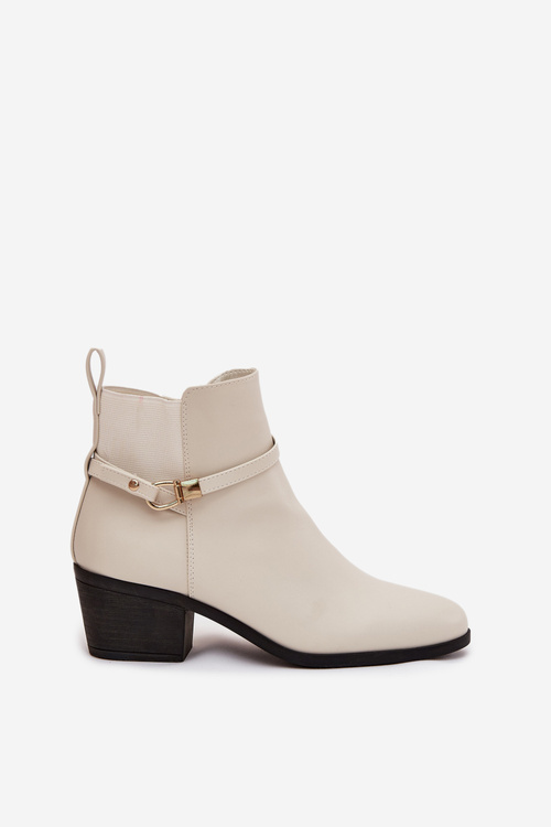 Dámske Čižmy Na Zips S Pásikmi A Zlatým Detailom Svetlo Béžové Zelinae