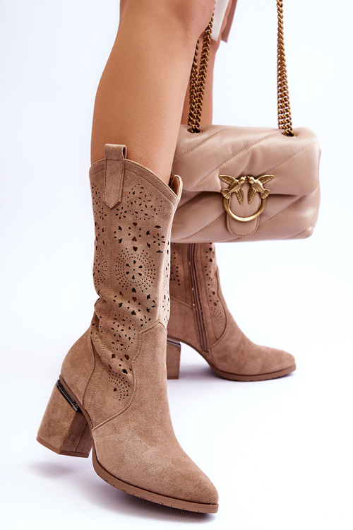 Ženské semišové otvorené béžové topánky Adelia