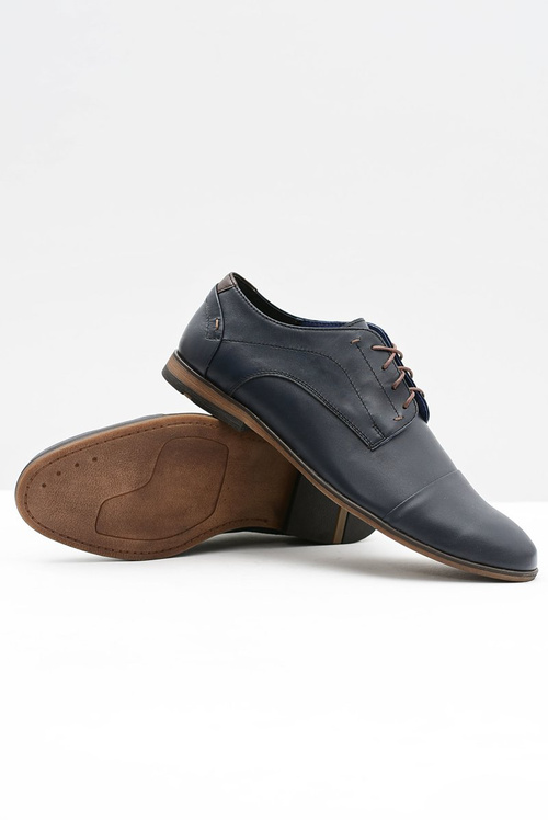 Męskie Skórzane Granatowe Półbuty Livio