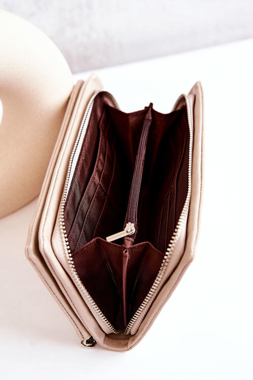 Veľká kožená béžová peňaženka Rhodos