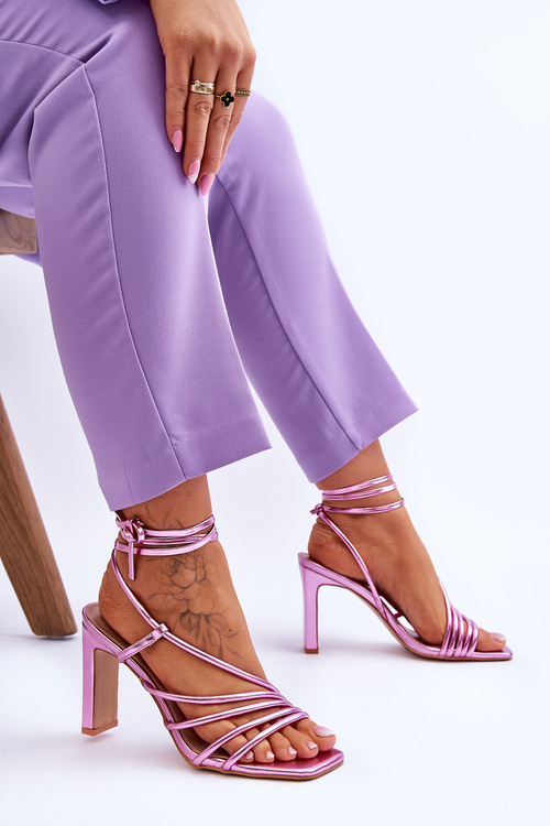 Módne zviazané vysoké podpätky ružové Torsoro
