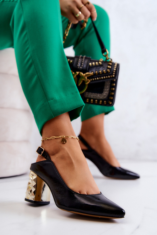 Kožené čerpadlá na post Maciejka Post 05427-01 Čierna