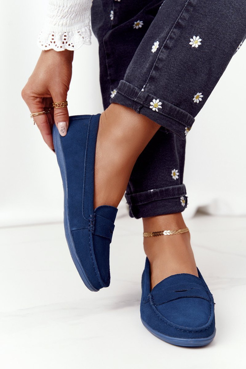 Dámske semišové mokasíry Veľká hviezda HH274663 NAVY BLUE